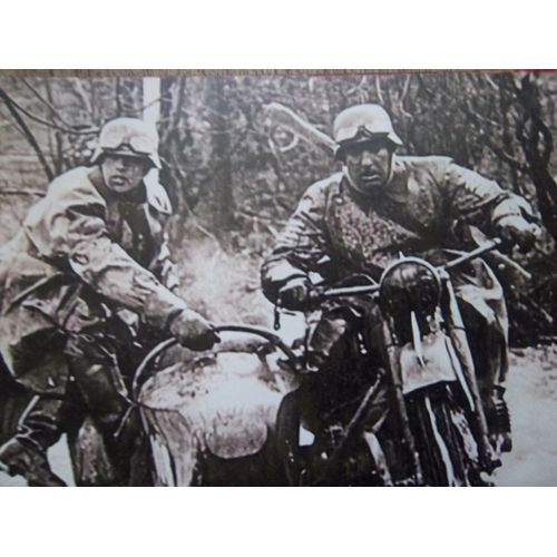 Plaque Tôle Soldats Allemands Militaire Moto Side-Car Décoration