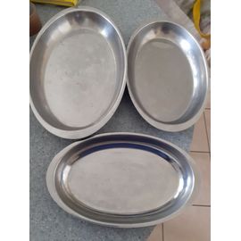 Lot De 3 Plats Ovale Creux En Inox
