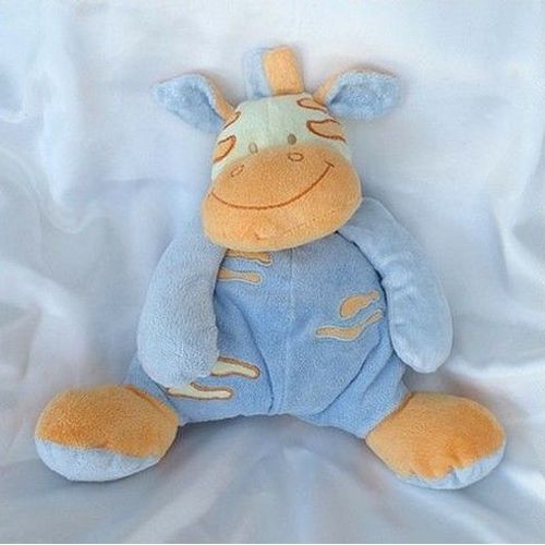Doudou Peluche Vache Bleu Orange Doukidou