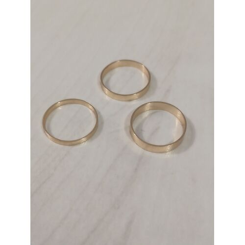 Lot De 3 Bagues Metal Doré, Anneau Simple,Taille 16.5