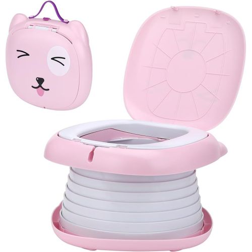 Pot De Voyage Enfant Pliable - Aqsacokiya - Pas D'installation Nécessaire, Facile À Utiliser Et À Ranger (Rose)
