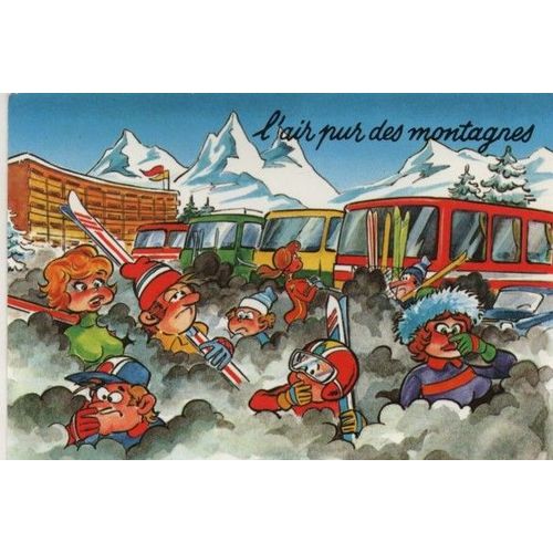Carte Postale Ecrite Et Timbree - Theme Humour - L'air Pur Des Montagnes