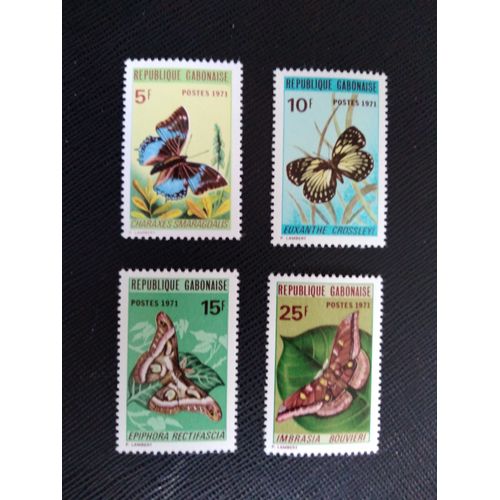 Timbre Gabon Yt 271 A 274 Série : Papillons 1971 ( 091208 )