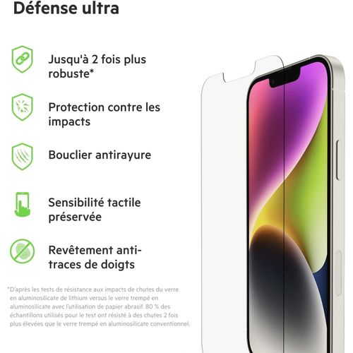 KALANKA-Protection d'écran antimicrobienne (OVA078zz) UltraGlass pour iPhone 14, 13 et iPhone 13 Pro, pose facile sans bulle d'air et plateau support