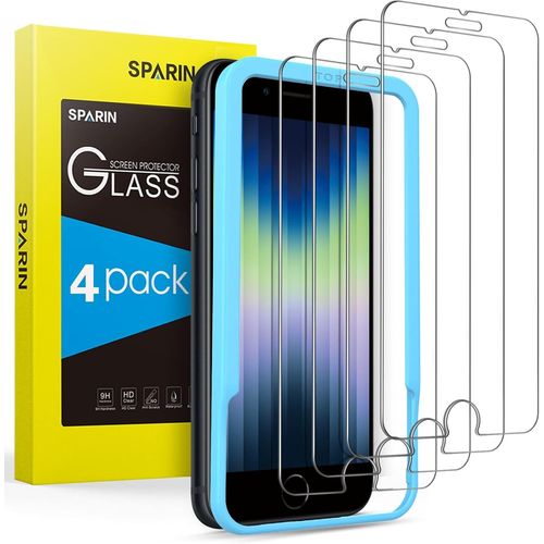 4 Pièces Verre Trempé Compatible Avec Iphone Se 2022 /Se 2020 / Iphone 8 / Iphone 7 / Iphone 6s Et Iphone 6, Film Protection Écran, Vitre Protecteur Avec Outil D'alignement Facile