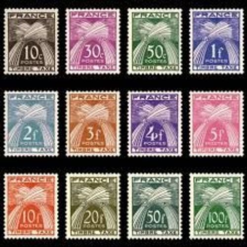Type Gerbes Légende : France Timbre Taxe Série Complète Année 1946 Timbre Taxe N° 78 79 80 81 82 83 84 85 86 87 88 89 Yvert Et Tellier Luxe