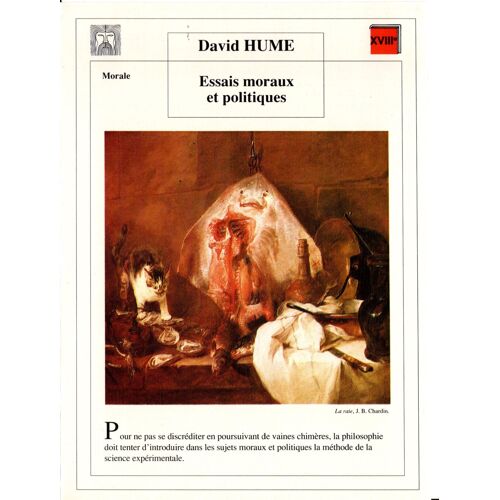 Fiche Lecture / Littérature David Hume Essais Moraux Et Politiques