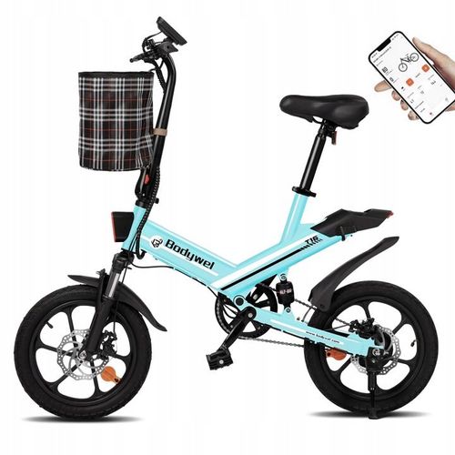 Mini Vélo Électrique Pliable Bodywel T16 Avec Écran Led De 4,5 Pouces 250w 25 Km/H 36v10,4ah 16*2.15 '' 70 Km - Bleu
