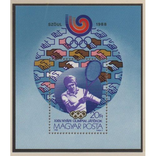 Hongrie Timbre Jeux Olympiques De Seoul 1988 , Tennis