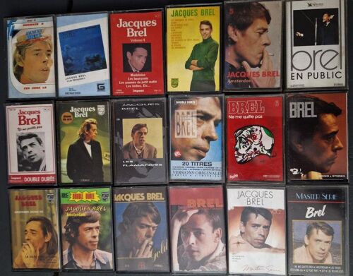 Jacques Brel Lot De 18 K7 Cassettes Audio Dont 4 Étrangères Esapagne Tunisie Etc