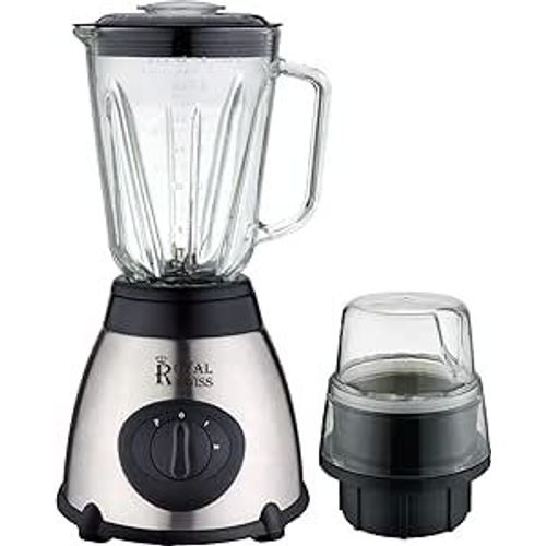 Blender Royal Swiss 1030W : puissant et polyvalent, bol en verre 1,5L, lame inox, design moderne. Préparez smoothies, soupes, épices ... Mini-hachoir inclus. Pratique, durable, facile à nettoyer !
