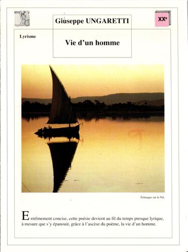 Fiche Lecture / Littérature Giuseppe Ungaretti Vie D'un Homme