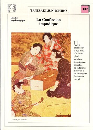 Fiche Lecture / Littérature Tanizaki Jun'ichirô La Confession Impudique