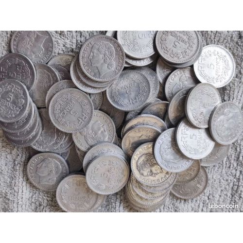 Lot De 50 Pièces De Monnaie Françaises 5 Francs Lavrillier Aluminium