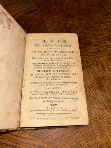 Avis De Précaution Contre La Maladie Contagieuse De Marseille 1721