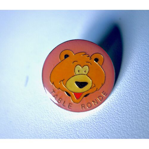 Pins Ours . Table Ronde . Version Rose Orange. Signé Parkson