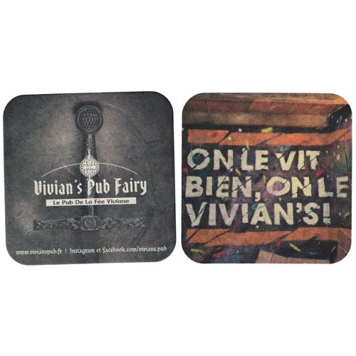 France Sous Bock Beermat Coaster Vivian's Pub Fairy Le Pub De La Fée Viviane Rp218