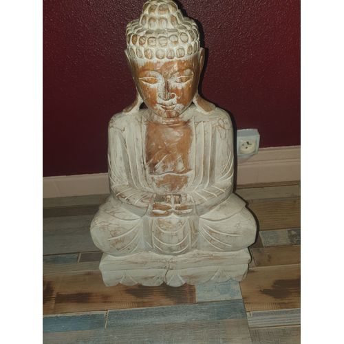 Bouddha blanc bois