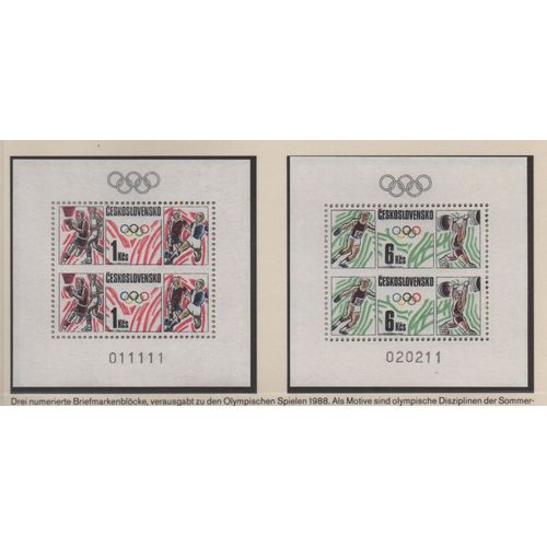 Tchécoslovaquie Timbres Jeux Olympiques De Séoul 1988