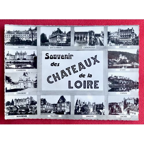 Ancienne Carte Postale Dentelée. "Souvenir Des Châteaux De La Loire". Photographie Combier, Macon. Chambord, Usse, Chenonceaux.