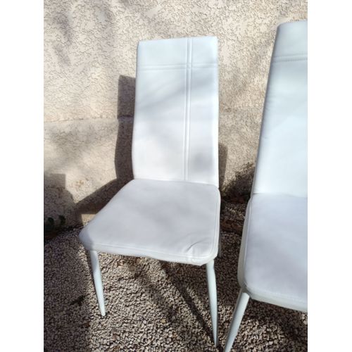 Lot 4 Chaises Blanches D'intérieur Simili Cuir