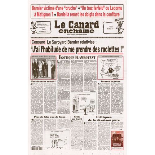 Le Canard Enchainé N° 5430 : " Barnier : J'ai L'habitude De Me Prendre Des Raclettes !"