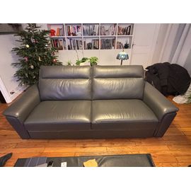 Canapé 3 Places En Cuir Gris Anthracite Poltrone Sofa Acheté En Janvier 2024