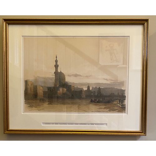 Oiginal David Roberts Firts Edition Lithograph "Tombs Of The Caliphs, Cairo: The Citadel In The Distance"- 1848