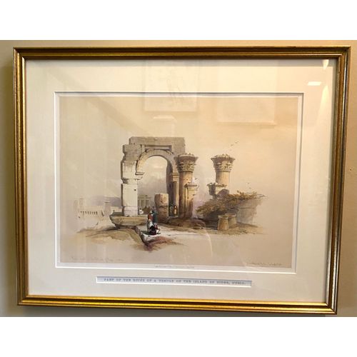 Original David Robertsroberts Firts Ediition Lithograph "Part Of The Ruins Of A Temple On The Island Of Bigge, Nubia. 1847.