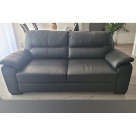 Canapé Contemporain En Cuir Noir 3 Places