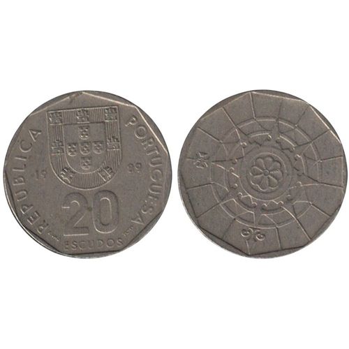 Portugal 1989 Pièce De Monnaie 20 Escudos Blason Armoiries Rp255