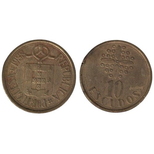 Portugal 1988 Pièce De Monnaie 10 Escudos Blason Armoiries Rp258