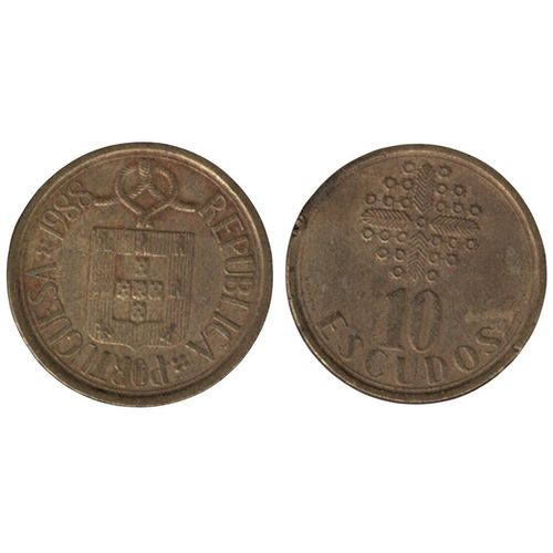 Portugal 1988 Pièce De Monnaie 10 Escudos Blason Armoiries Rp258