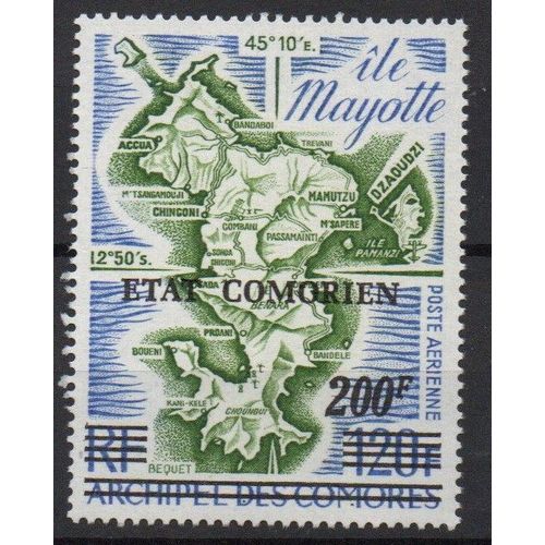 Comores Timbre Carte De L' Île De Mayotte