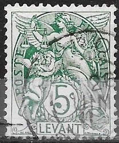 France, Empire, Établissements Du Levant - Turquie, Liban, Syrie 1902, Beau Timbre Yvert 13, Type Blanc 5c. Vert, Oblitéré, Tbe