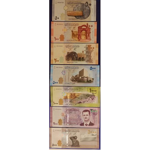 Série Complète De 7 Billets Syrie 2013-2023 (Qualité Unc)