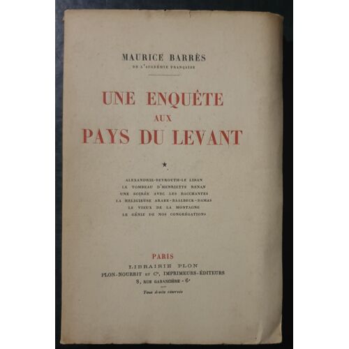 Une Enquête Aux Pays Du Levant - Tome 1 - Edition Originale Numérotée