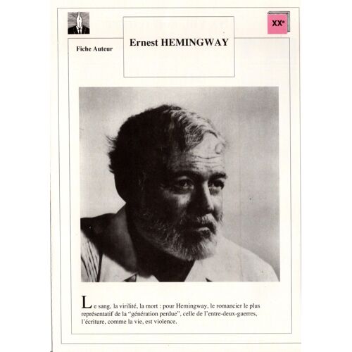 Fiche Lecture / Litterature Ernest Hemingway