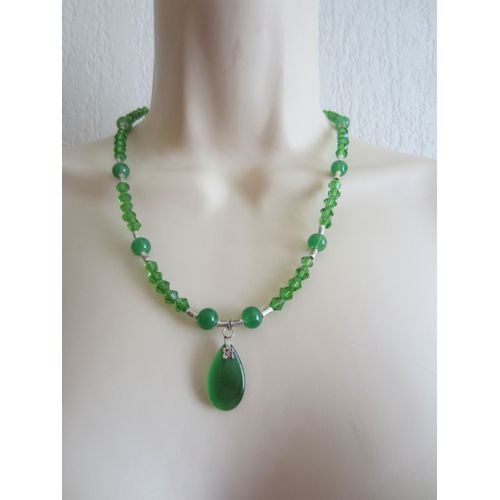 Collier Vert En Perles De Verre