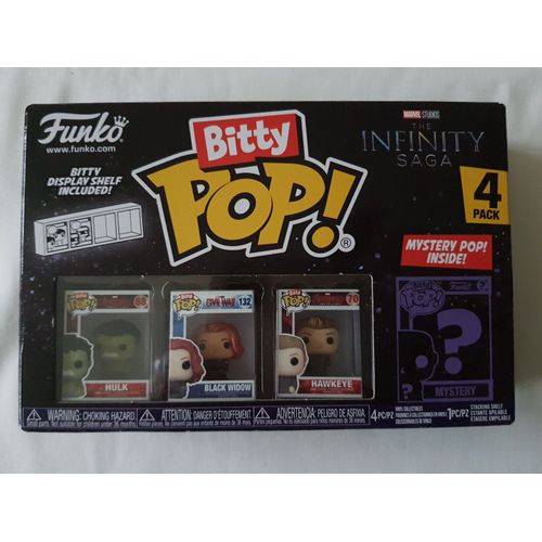 Funko Bitty Pop The Infinity Saga 4 Figurines Hulk,Black Widow,Hawkeye+ Figurine Mystère