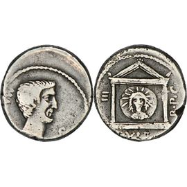 Rome - Denier - Marc Antoine - Temple Avec Disque Solaire - 42 Bc - Tres Rare - Rrc.496/1 - 24-209