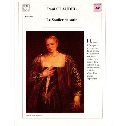 Fiche Lecture / Litterature Paul Claudel Le Soulier De Satin