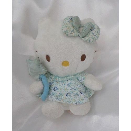 Doudou Peluche Hello Kitty Fée Avec Baguette Magique Et Robe Bleu Sanrio