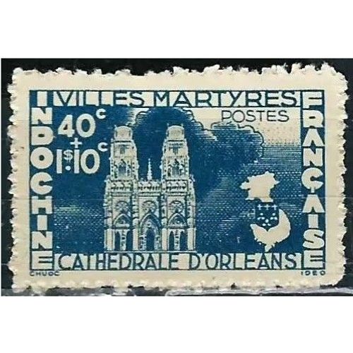 Indochine (Actuel Vietnam) 1944, Très Beau Timbre Neuf** Yvert 293, Villes Martyres, Orléans, La Cathédrale.