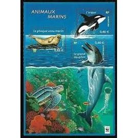 Série Nature De France (17) : Faune Marine Bloc Feuillet 48 Année 2002 N° 3485 3486 3487 3488 Yvert Et Tellier Luxe
