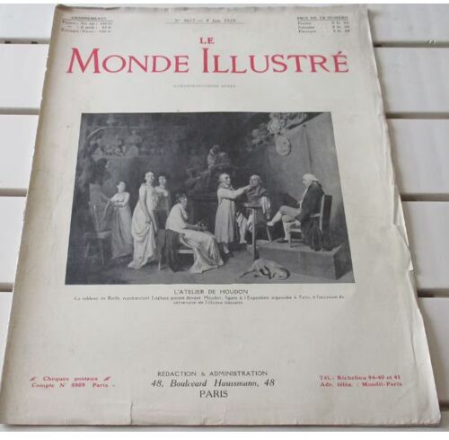 Le Monde Illustré N°3677 Du 9/6/1928 - Centenaire De Houdon - Rentrée De La Chambre - Défaite Des Nordistes - De Memphis À Saqqara - Etc...