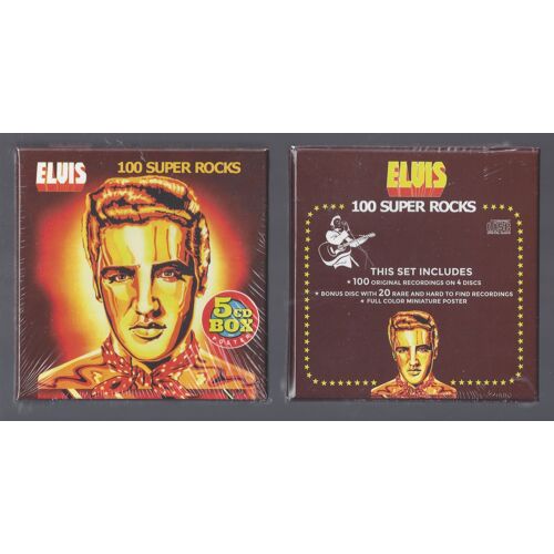 Elvis Presley 100 Super Rock The German Edition Coffret Inclus 5 Cds Set 1 Livret 1 Magnifique Poster Miniature 1950 Édition Limitée 500 Ex Scellé Soundboard Recording Discs Originaux Ultra Méga Rare