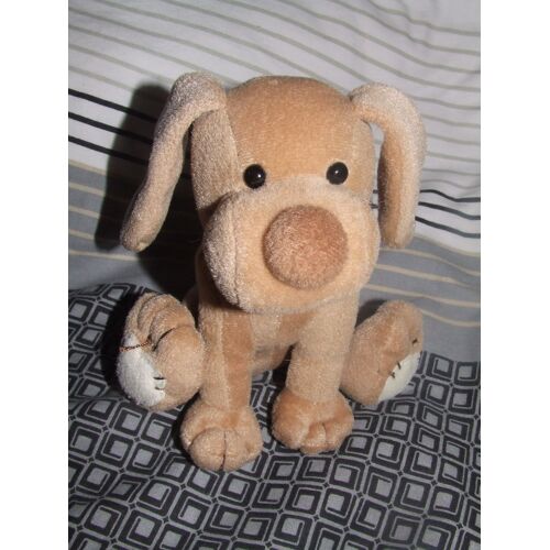 Chien Assis Marron Beige Coeur
