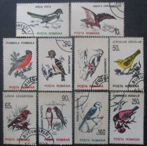 Roumanie Série N°4065 Au 4074 Oiseaux Oblitérés