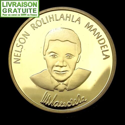 Nelson Mandela Robben Island - Pièce Médaille Commémorative Plaquée Or